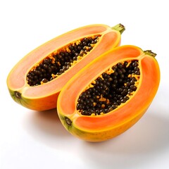 Two halves of a papaya