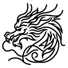One line art dragon silhouette
