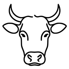 One line art cow portrait silhouette