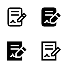 Contract Icons - 4 Solid & Outline agreement Symbols for Business, Corporate & UI