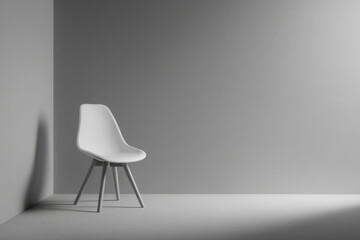 photorealistic representation of solitary chair in empty space exuding sense of ultraminimalism