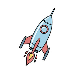 Cartoon rocket ship blasting off, perfect for startups, innovation, and space travel
