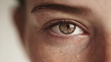 closeup of eye with ultrathin lines surrounded by soft blurred background that enhances focus