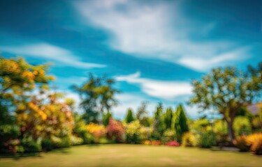 Blurred garden, sunny day, vibrant colors