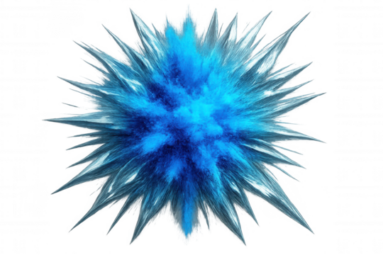 Blue powder exploding, creating a star shape, on transparent background, perfect for graphic design projects