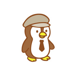 Charming Penguin with Cap and Tie