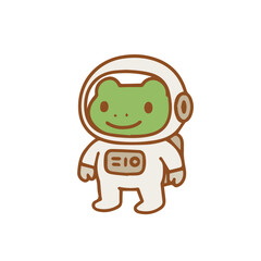 Cartoon Astronaut Frog in Space Suit