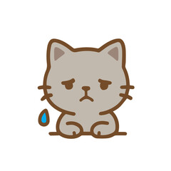 Sad Cat Cartoon with Tear