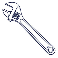 Obraz premium Outline of Adjustable Wrench Isolated on White Background for DIY Concepts