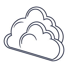Fototapeta premium Outlined Cloud Icon Illustration: Data Storage And Weather Forecast Symbol