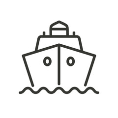 Ship icon, front view. Boat symbol. Vector isolated illustration