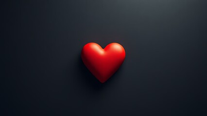 Minimalist red heart on dark textured background with directional lighting