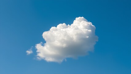 Fluffy Cumulus Cloud Isolated Against Azure Summer Sky