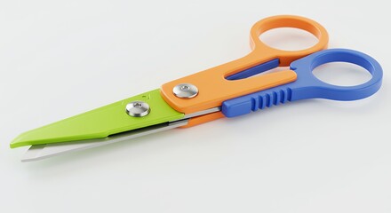 Colorful childrens scissors isolated on white