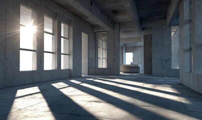 Obraz premium Sunlit concrete interior