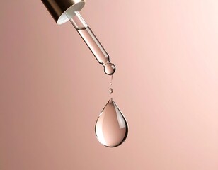 Dropper with Serum, Pink Background, and Beauty.