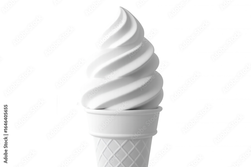 Aufkleber 3d rendering of a white soft serve ice cream cone on a transparent background, ideal for food-relate