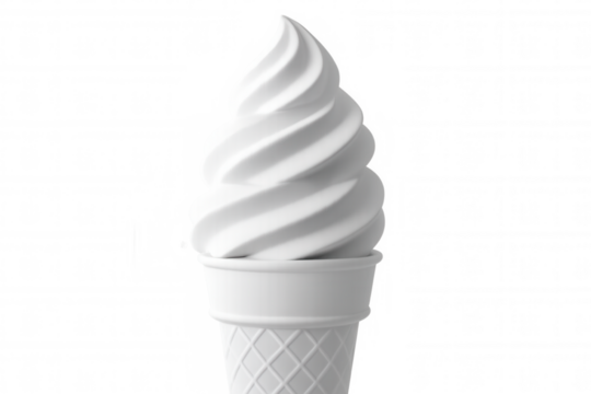 3d rendering of a white soft serve ice cream cone on a transparent background, ideal for food-related projects