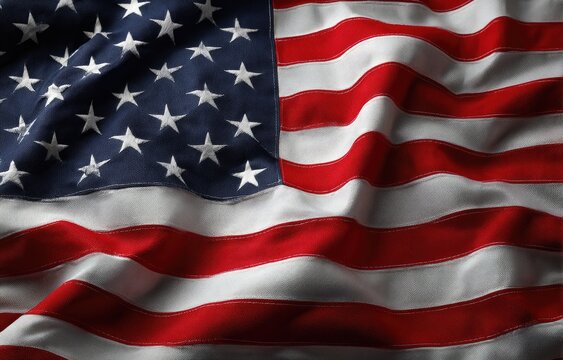 Close-up of an American flag billowing