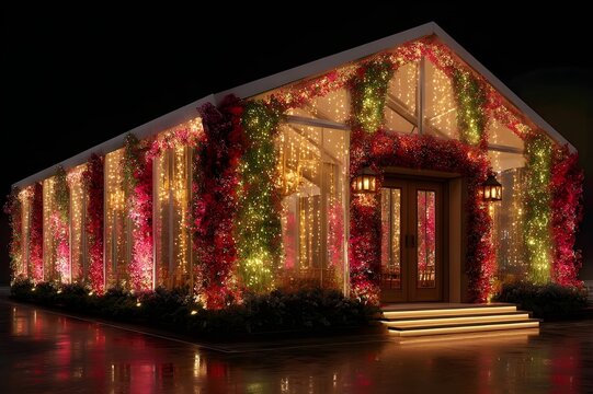 Festive lantern covered marquee for vibrant celebration themes and cultural event decoration inspiration marketing
