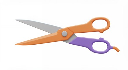 Orange and purple scissors isolated