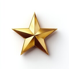 Obraz premium Golden star, 3D render, isolated on white
