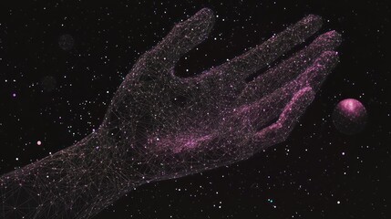 Digital hand reaching for star