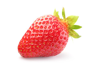 One fresh ripe strawberry isolated on white