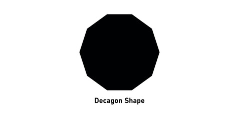 Regular Decagon Shapes. Ten Sided Polygon in Geometry.