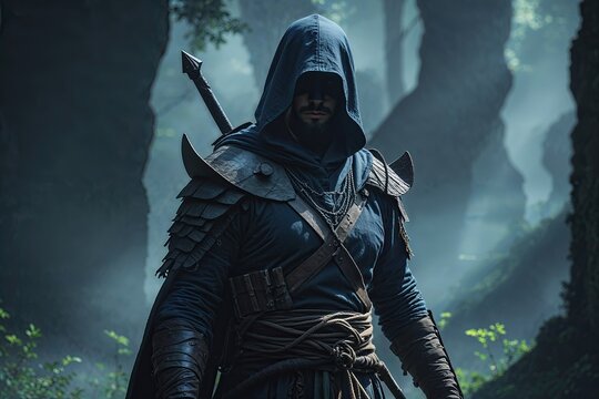 Enigmatic Shadow Warrior Wallpaper Merging with Shadows for a Captivating Presence