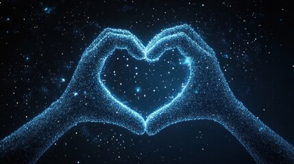 Digital hands forming a heart shape