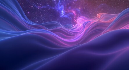 Obraz premium Cosmic Waves Abstract Purple Blue Nebula Background