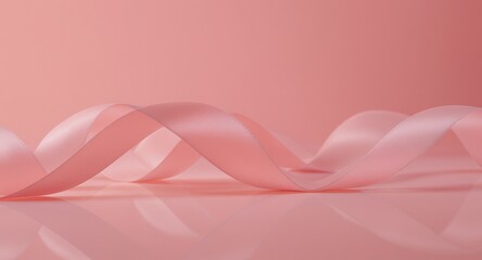 Elegant Pink Satin Ribbon, Flowing Fabric Texture, Perfect for Design Packaging