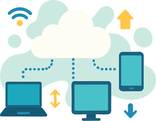 cloud computing network illustration vector in isolated background