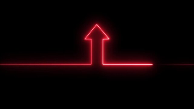 Glowing neon colorful animation of sweep arrow icon. Animated neon arrow icon pointing down. on black background - Powered by Adobe