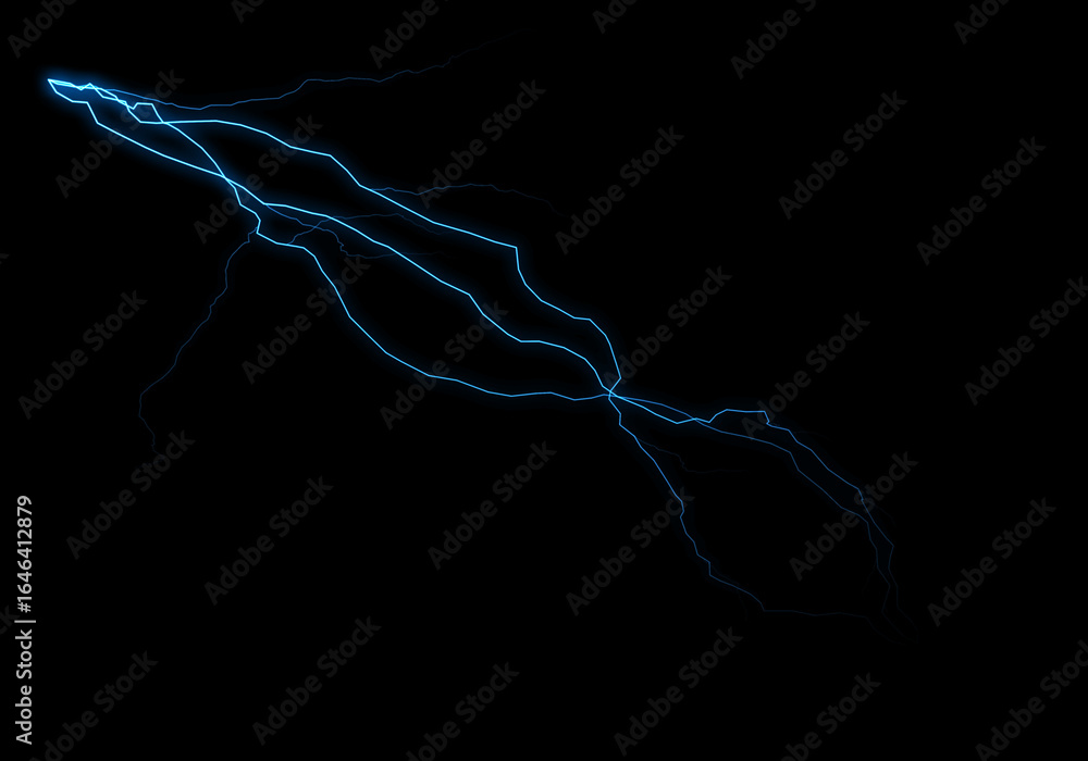 Poster intense blue electric energy streaks across a pitch-black background, creating a dynamic and powerfu