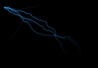 Intense blue electric energy streaks across a pitch-black background, creating a dynamic and...