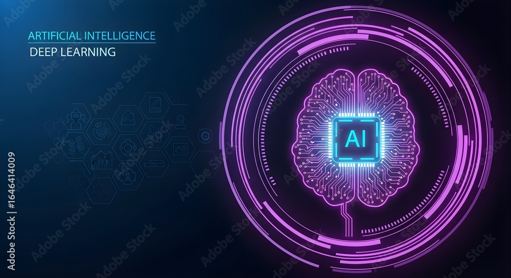 Poster artificial intelligence and deep learning futuristic concept