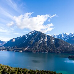 Naklejka premium Mountain lake panorama (2)