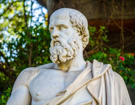 Close-up of a marble statue of a philosopher (1)