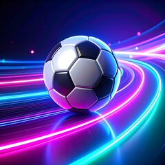 Soccer ball in neon lights