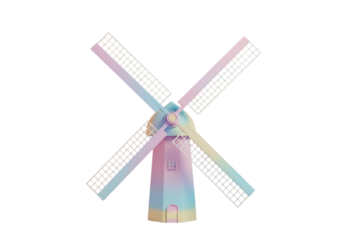 Colorful pastel windmill isolated on transparent background