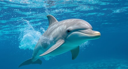 Naklejka premium Stunning Dolphin Underwater Image High-Resolution Stock Photo for Commercial Use
