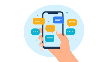 Smartphone with chat bubbles