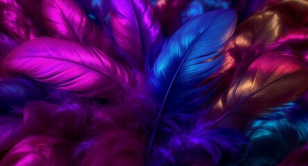 Obraz premium Vibrant Neon Feathers Colorful Texture Background for Design