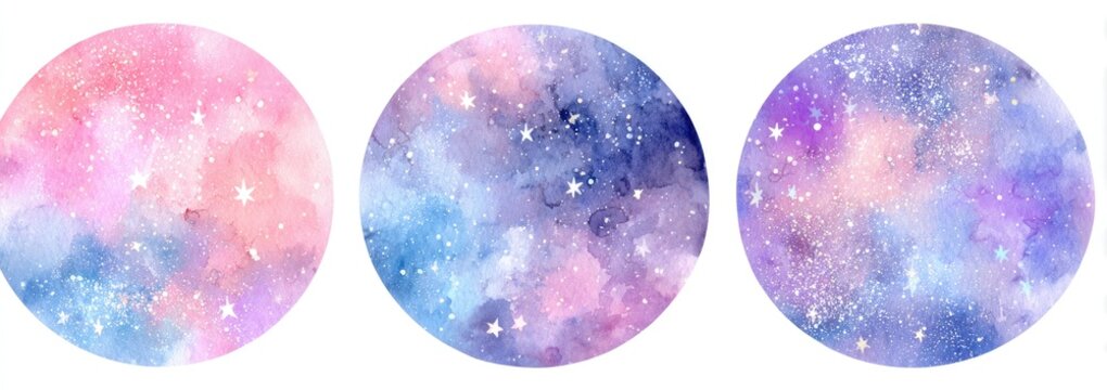 Pastel Galaxy Watercolor Circles Design Elements