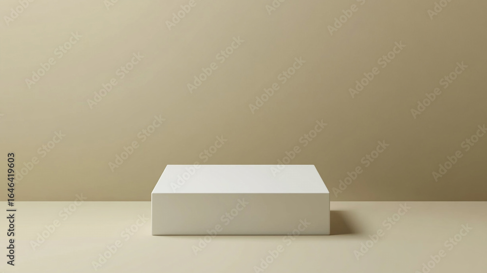Poster white cube on beige background simple minimalist product display