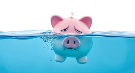 Drowning Piggy Bank Visualizing Financial Hardship Debt