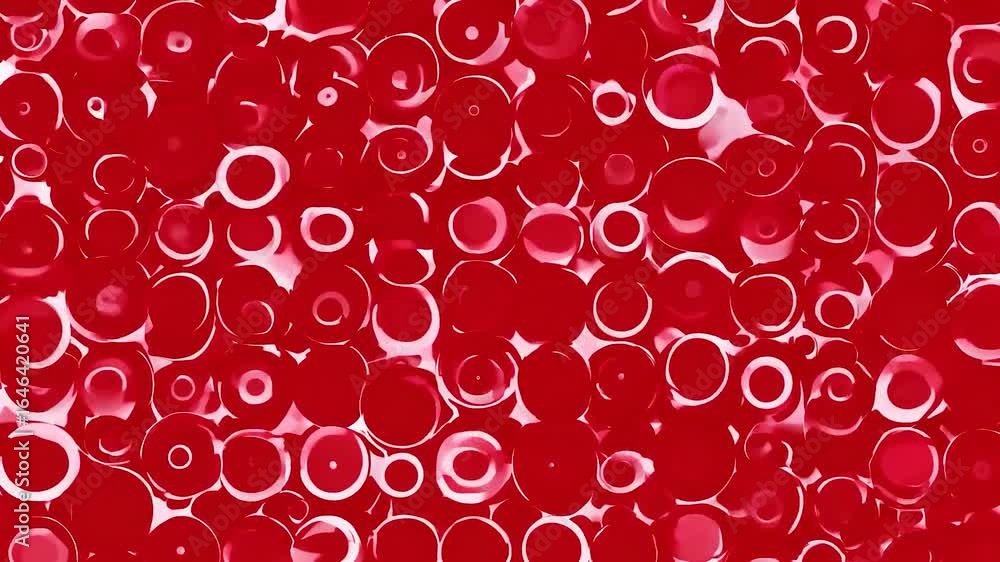 Poster Six variations of a frame filled with red bubbles, creating a dynamic and textured visual experience, ideal for backgrounds, overlays, or abstract projects