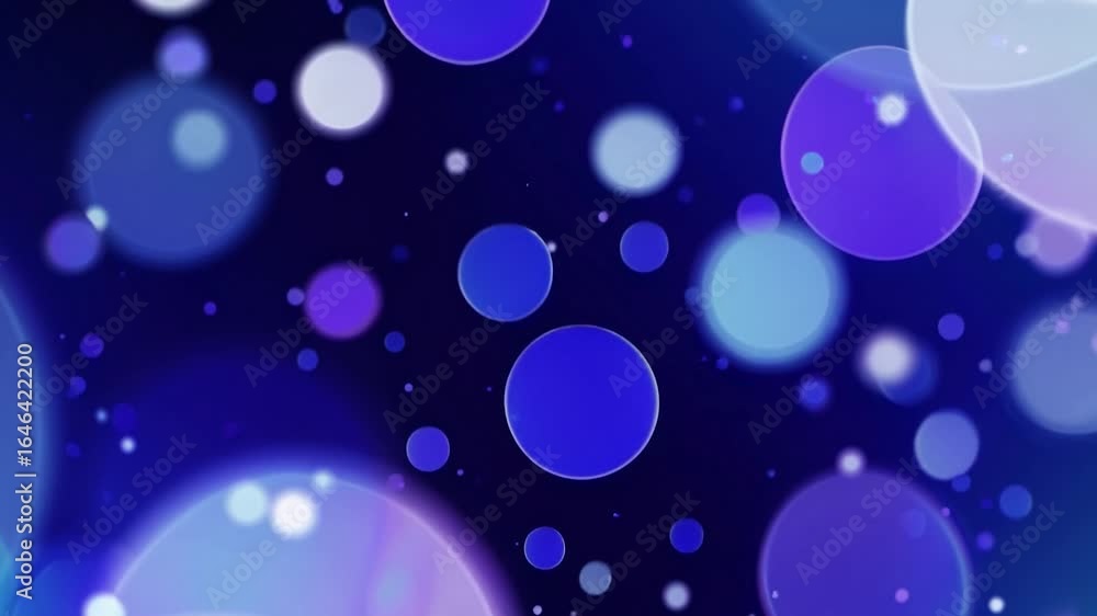 Poster blue luminous particles drifting across deep black space, generating soft glowing bokeh with delicat